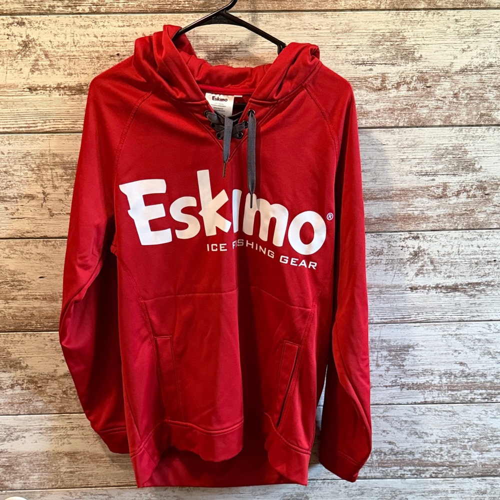 Eskimo Ice Fishing Men’s Medium Red Hockey Hoodie